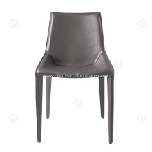 Italian minimalist black saddle leather dining chairs